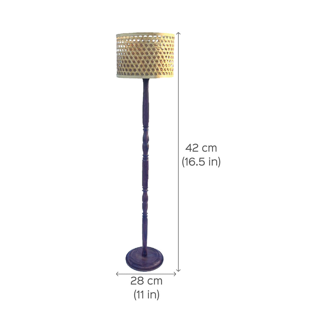 Wooden Floor Lamp With Bamboo Shade