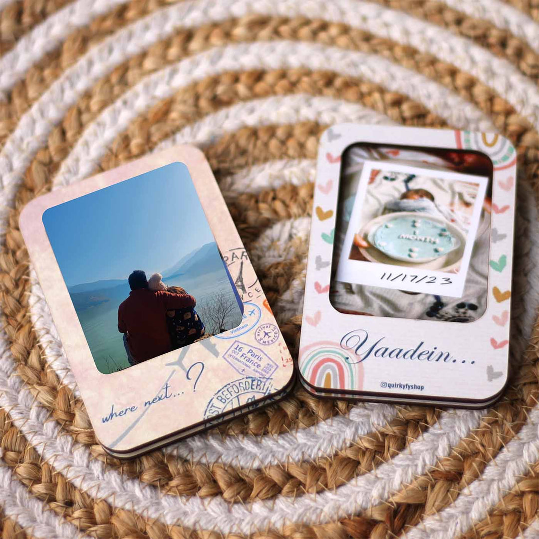 Photo Personalized Printed Polaroid Photo MDF Wood Fridge Magnet | Set of 2