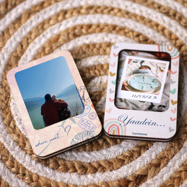 Photo Personalized Printed Polaroid Photo MDF Wood Fridge Magnet | Set of 2