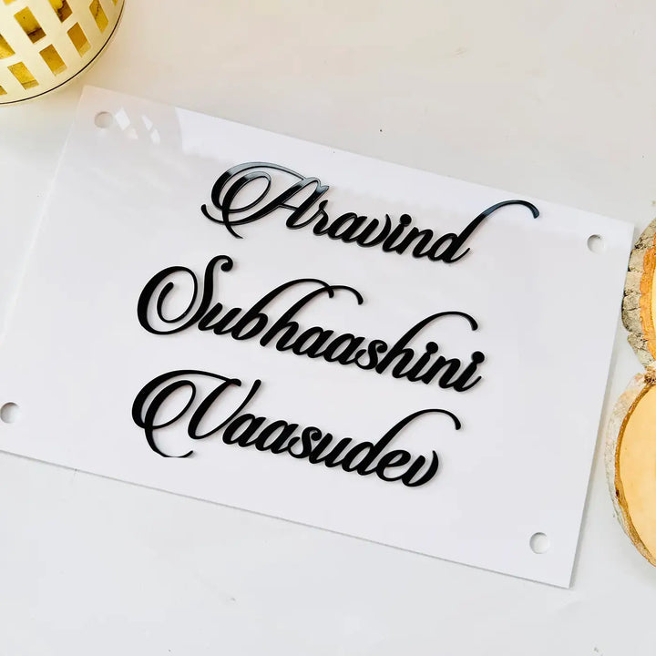 Personalized White Minimalist Acrylic Name Plate