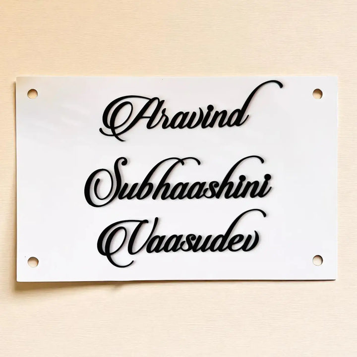 Personalized White Minimalist Acrylic Name Plate
