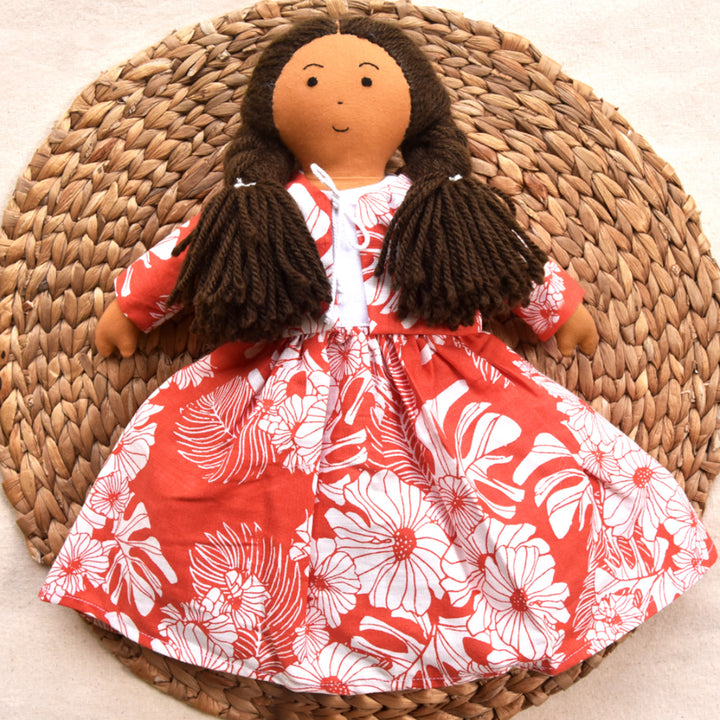 Nilah in Floral Dress With Changeable Outfits | Soft Hand-Stitched Sustainable Indian Play Doll