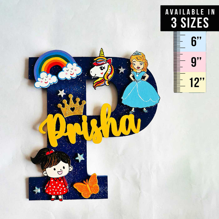 Personalized Hand-painted Princess Elegance MDF Wood Monogram With 3D Letters