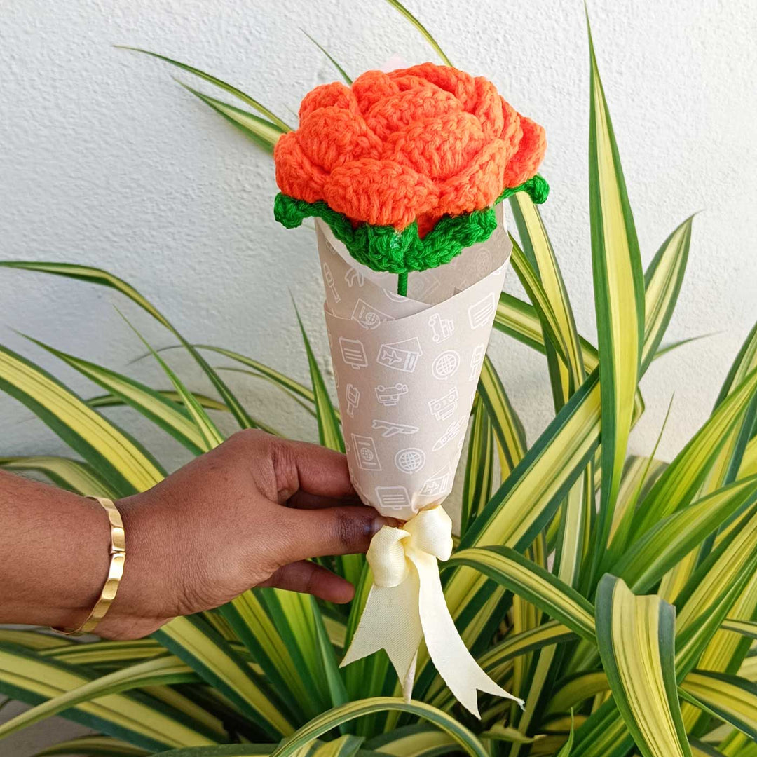 Handmade Crochet Rose Trailer Theme Flower Bouquet