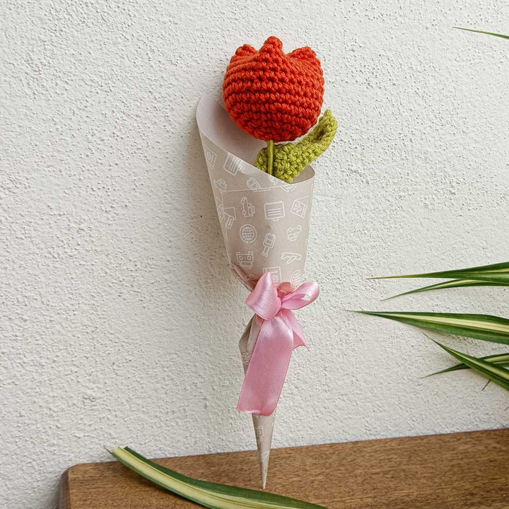 Handmade Crochet Tulip Trailer Theme Flower Bouquet