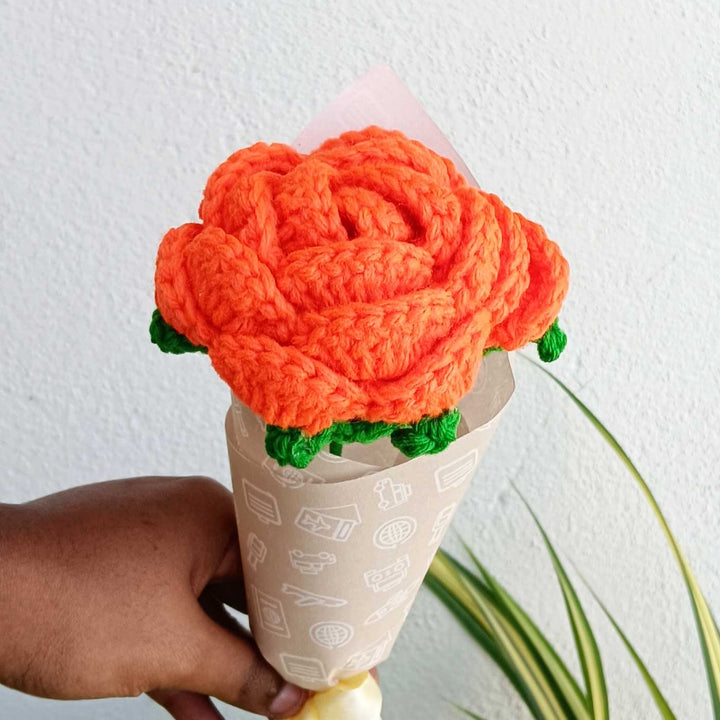 Handmade Crochet Rose Trailer Theme Flower Bouquet