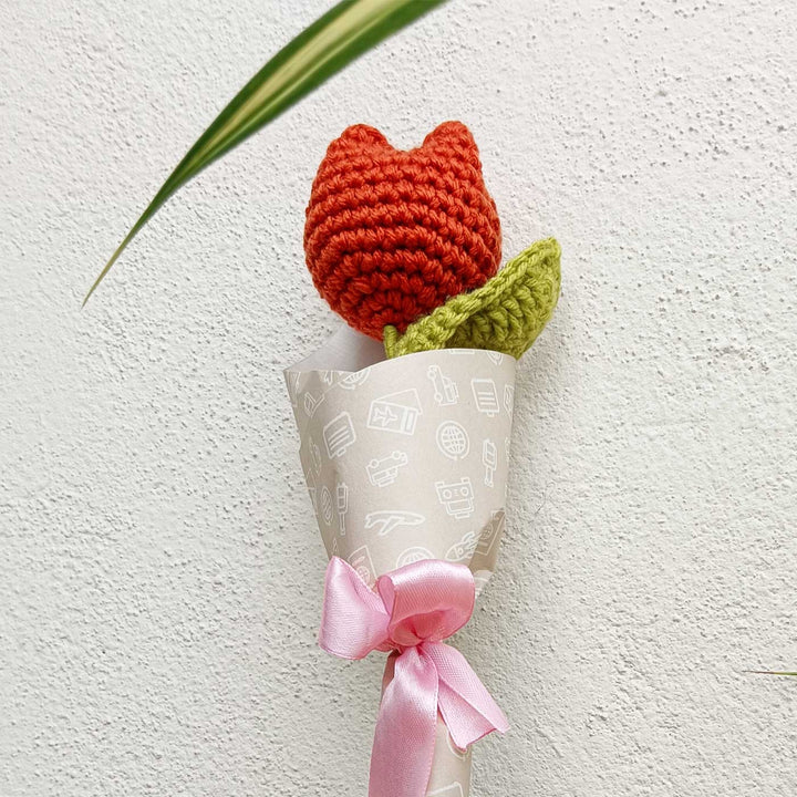 Handmade Crochet Tulip Trailer Theme Flower Bouquet