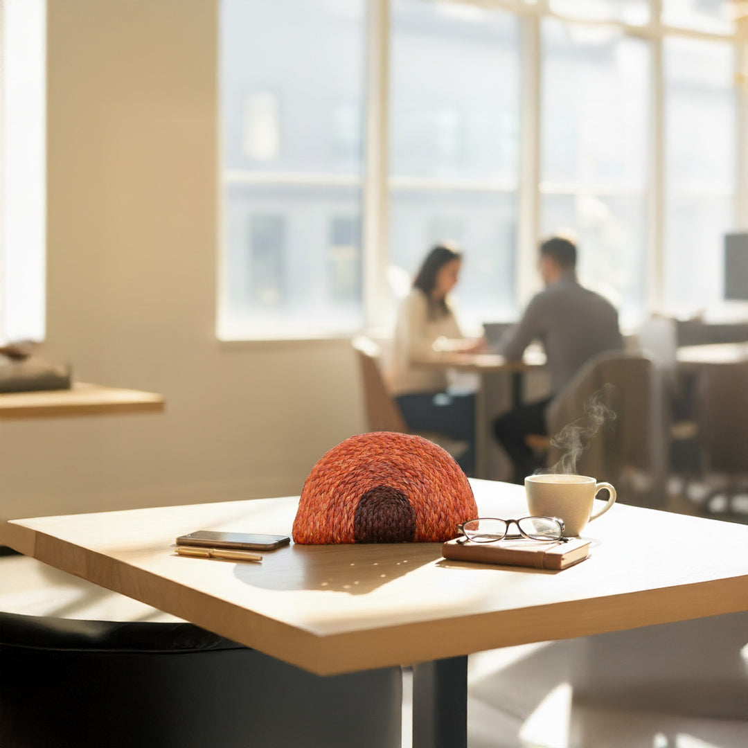 Handmade Grass Woven Rustic Earth Tones Sanai Orange Clutch