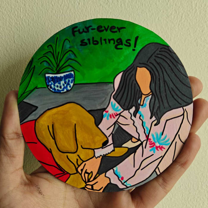 Photo Personalized Hand-Painted Pet Siblings MDF Wood Fridge Magnet