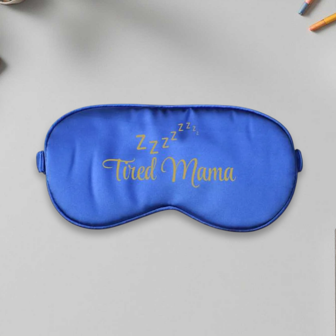 Customized Handmade Printed Tired Mama Satin Eye Mask For Mothers