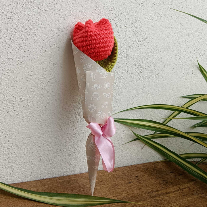 Handmade Crochet Tulip Trailer Theme Flower Bouquet