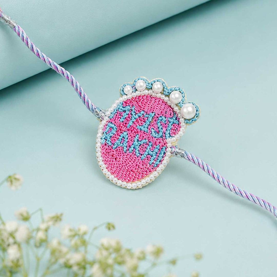 Handmade Beaded 'My First Rakhi' With Roli Chawal For Newborns
