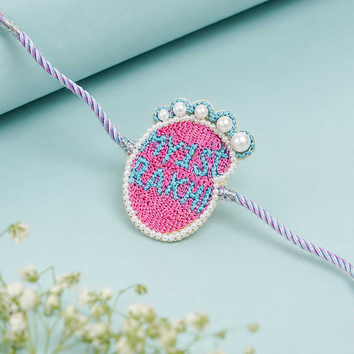 Handmade Beaded 'My First Rakhi' With Roli Chawal For Newborns