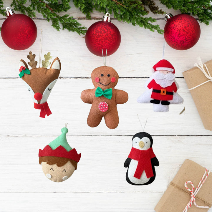 5 Pc | Colorful Felt Christmas Tree Hanging Ornaments