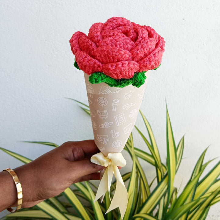 Handmade Crochet Rose Trailer Theme Flower Bouquet