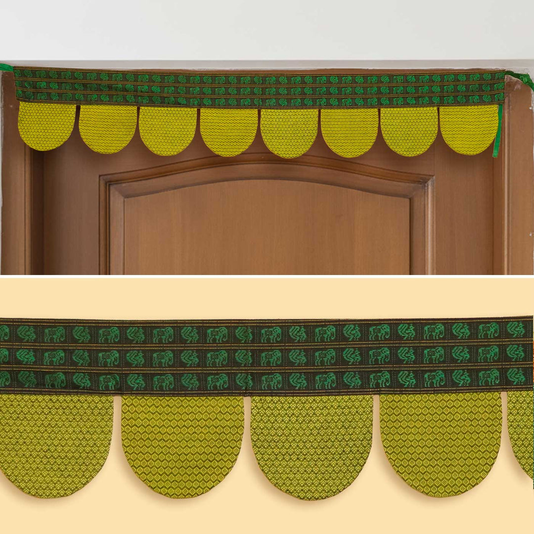 42 Inch Handmade Yellow Elephant Design Khunn Fabric Cotton Toran