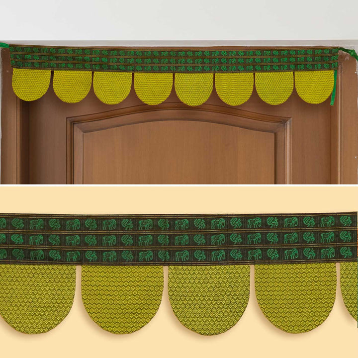 42 Inch Handmade Yellow Elephant Design Khunn Fabric Cotton Toran