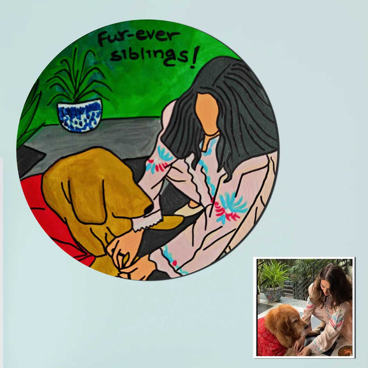 Photo Personalized Hand-Painted Pet Siblings MDF Wood Fridge Magnet