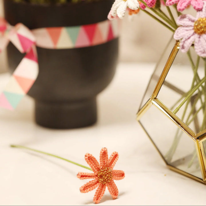 Handmade Crochet Daisy Cotton Flower Stick | Pack Of 1