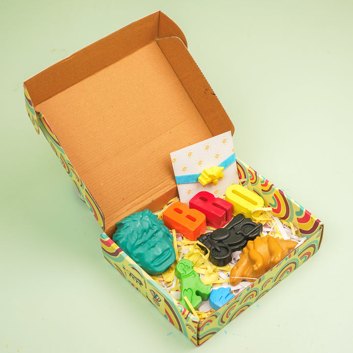 Reusable Non-Toxic "BRO" Wax Rakhi Hamper For Brother | Includes 6 Crayons, 1 Rakhi