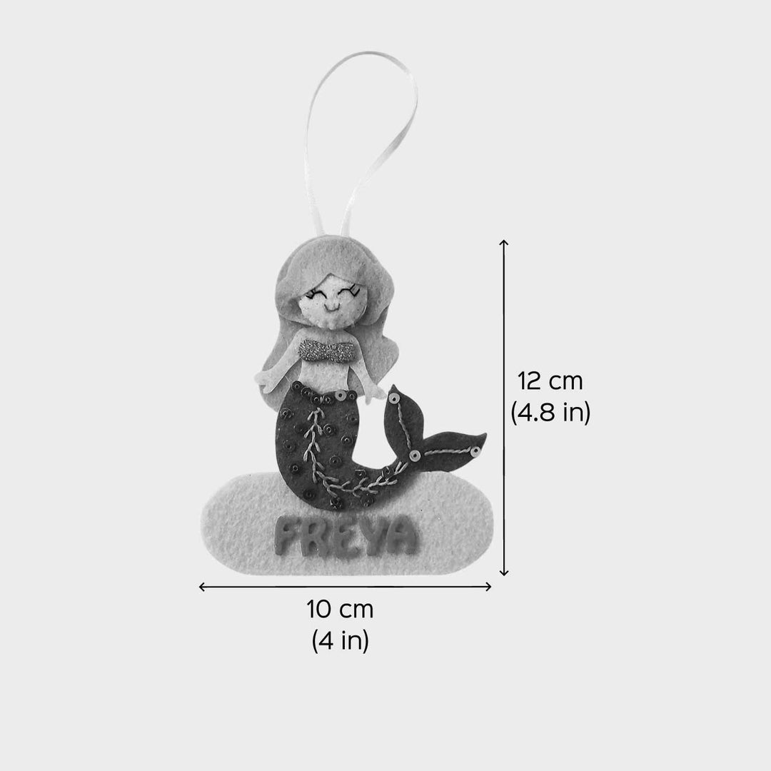 Personalized Blue Mermaid Felt Ornament For Christmas Tree Decoration