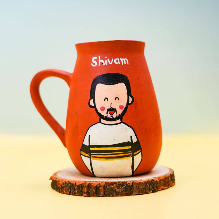 Photo Personalised Terracotta Caricature Rakhi & Coffee Mug Set with Roli Chawal