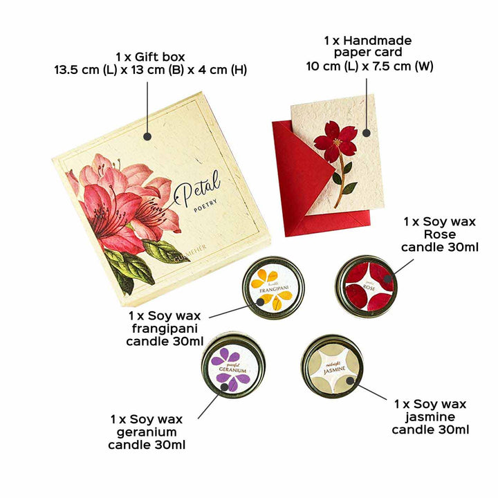 Petal Poetry Candle Hamper with Delicate Dried Flower Art