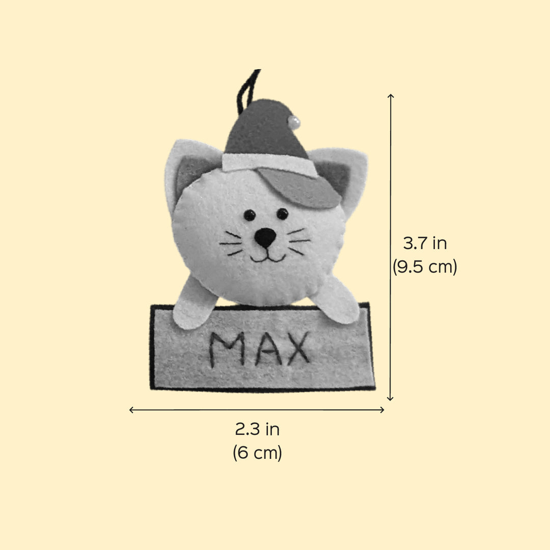 Personalized Handmade Cat Theme Felt Christmas Ornament