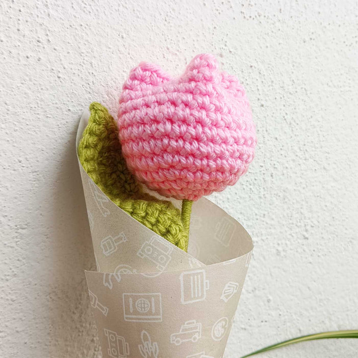Handmade Crochet Tulip Trailer Theme Flower Bouquet