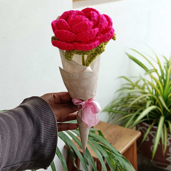 Handmade Crochet Rose Trailer Theme Flower Bouquet