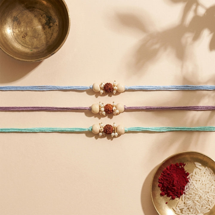 Handmade Rudraksh Sacred Rakhi With Roli Chawal For Bhaiya