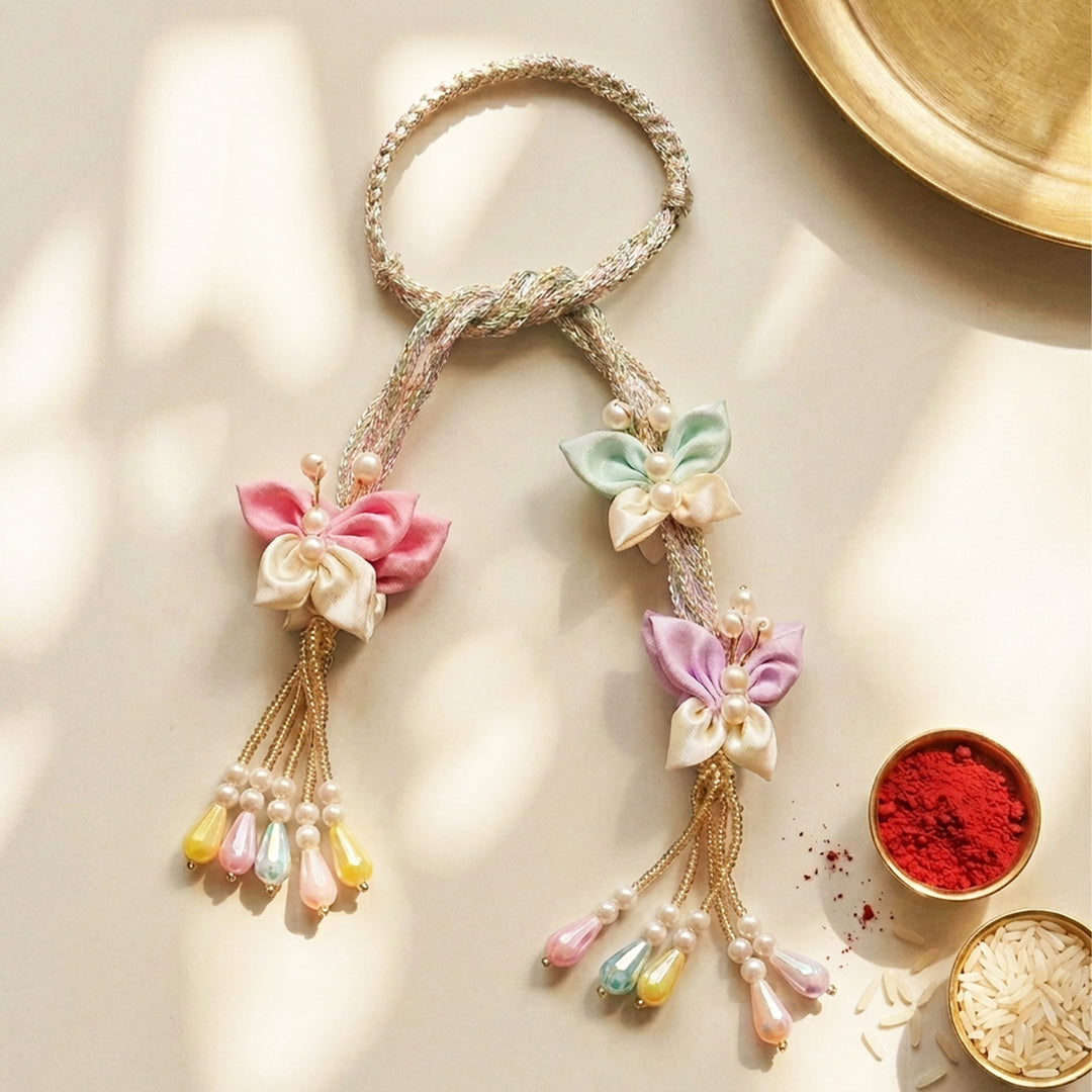 Handmade Colourful Butterfly Design Lumba With Roli Chawal For Kids