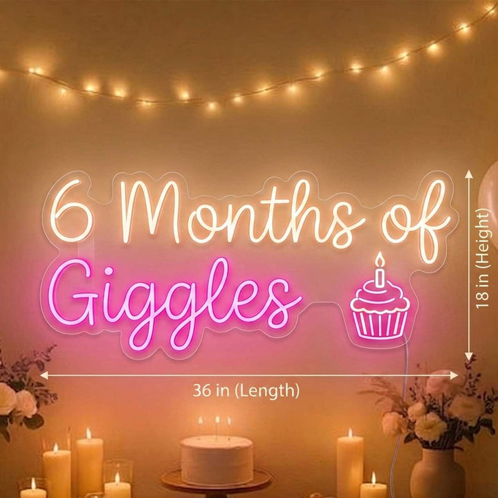 Personalized Handmade Half Birthday Celebration Neon Light With Cupcake Motif