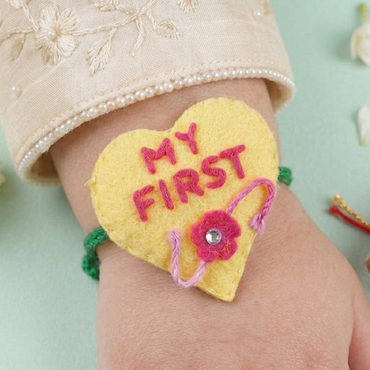 Handmade Felt "My First Rakhi" Kids Rakhi With Roli Chawal