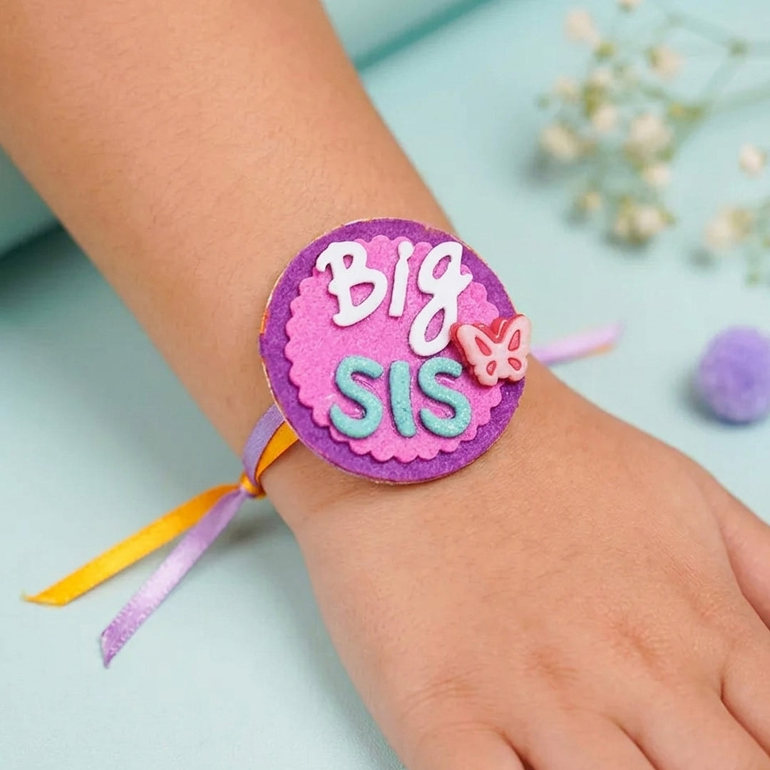 Handmade "Big Sis" Felt Kids Rakhi With Roli Chawal