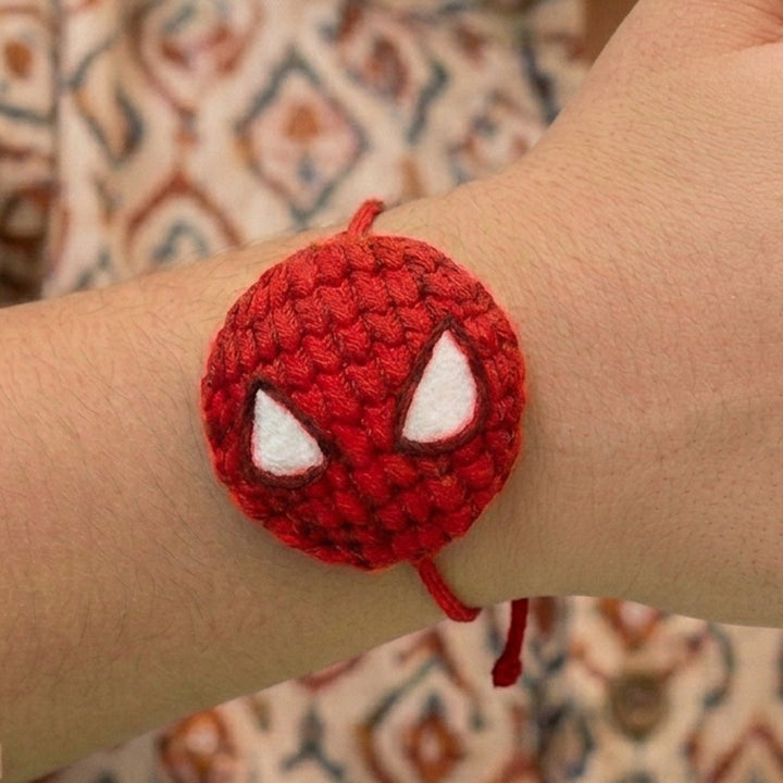 Handmade Spider Man Felt Kids Rakhi With Roli Chawal