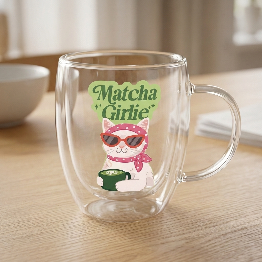 Personalized Glass Mug – Matcha Girlie | Sleek Large Custom Gift