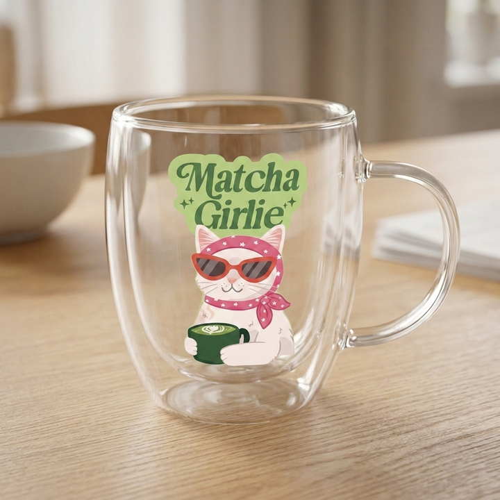 Personalized Glass Mug – Matcha Girlie | Sleek Large Custom Gift