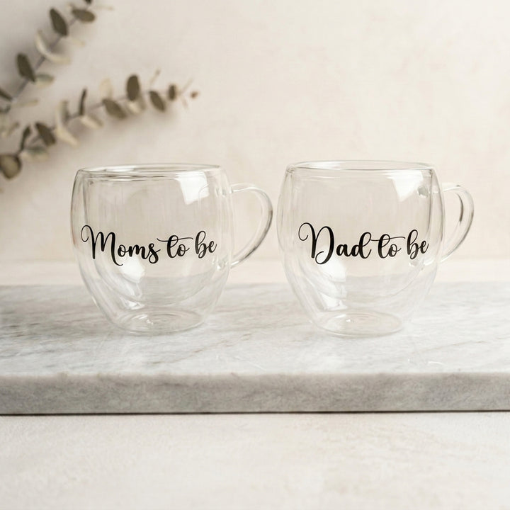 Personalized Mom-to-Be & Dad-to-Be Glass Mug Set of 2
