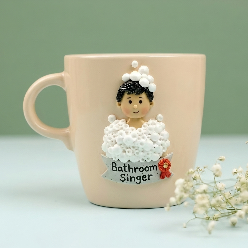 Bathroom Singer | Personalized Hand-Painted Polymer Clay Artist Ceramic Mug