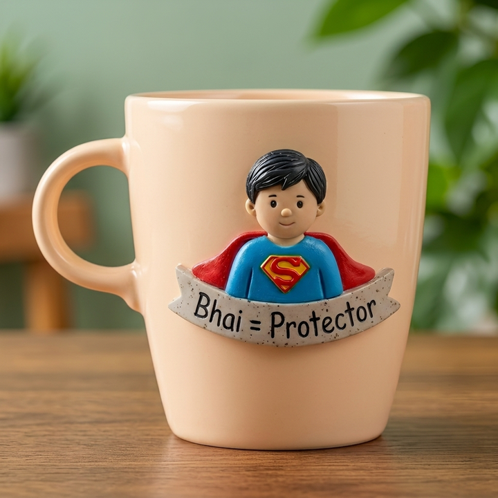 Bhai = Protector | Personalized Hand-Painted Polymer Clay Artist Ceramic Mug