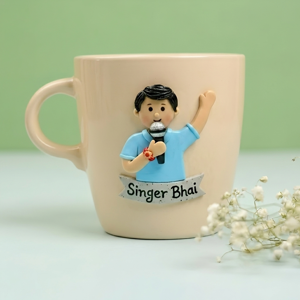 Singer Bhai | Personalized Hand-Painted Polymer Clay Artist Ceramic Mug
