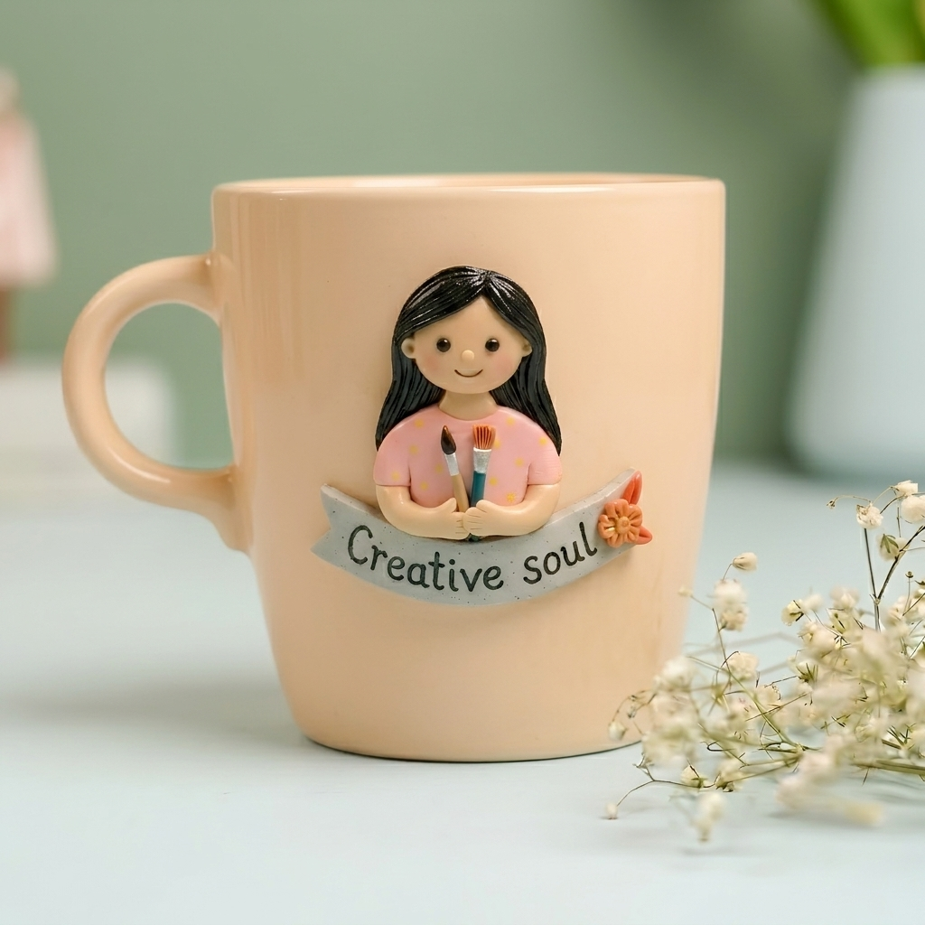 Creative Soul | Personalized Hand-Painted Polymer Clay Artist Ceramic Mug