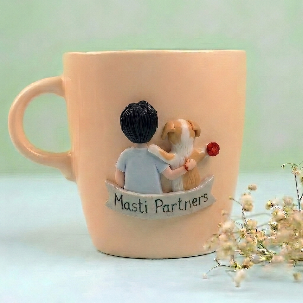 Pet Brother (Dog) | Personalized Hand-Painted Polymer Clay Artist Ceramic Mug