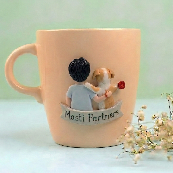 Pet Brother (Dog) | Personalized Hand-Painted Polymer Clay Artist Ceramic Mug