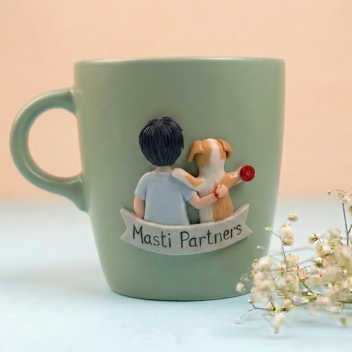 Pet Brother (Dog) | Personalized Hand-Painted Polymer Clay Artist Ceramic Mug