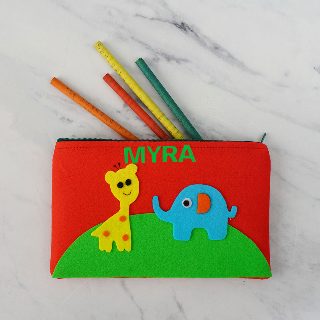 Personalized Kids Felt Stationery Pouch I Caterpillar Theme