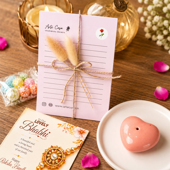 Pooja Essentials Rakhi Hamper With Scented Candle, Bell & Rakhi For Bhaiya Bhabhi