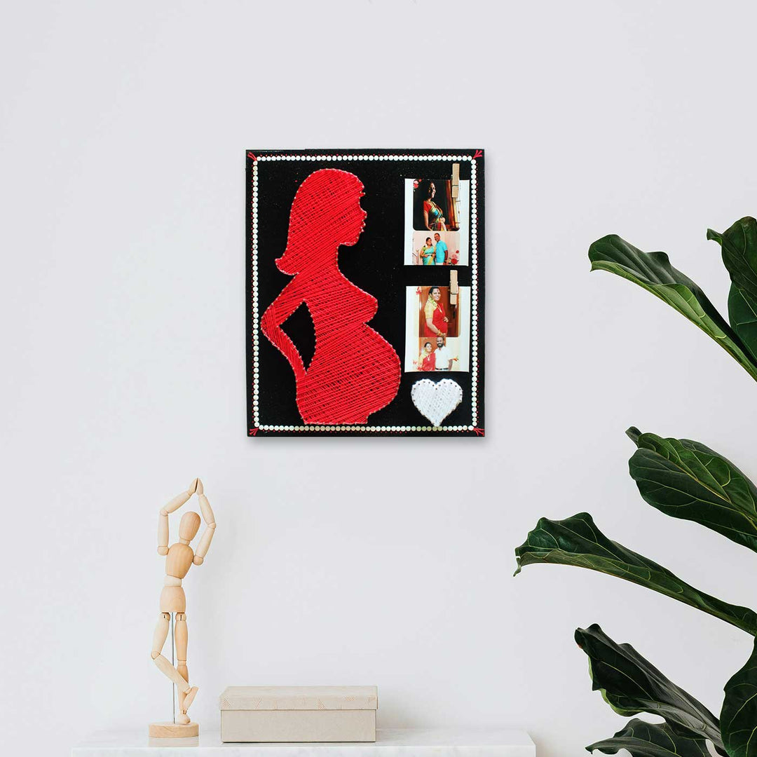 Photo Personalized Handmade String Art Pregnant Mom Theme MDF Wood Decorative Plaque