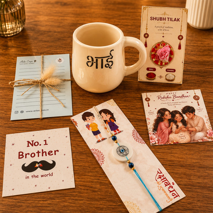 "Best Bhai Ever" Mug Ceramic Rakhi Hamper With Rakhi & Roli Chawal For Brother